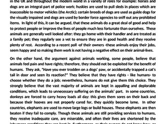 Should animals be used for work? Balanced argument