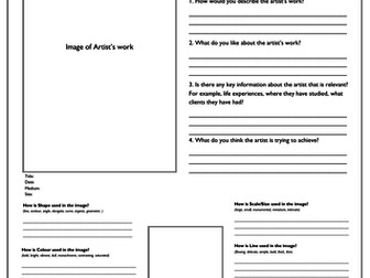 Templates for artist research pages and exam planning