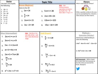 Solving Equations - 1, 2 and Multi Steps