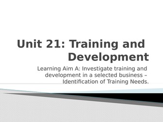 BTEC Business Level 3 Unit 21 Learning Aim A Part 2