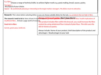 Food technology, GCSE NEA2 coursework template. AQA