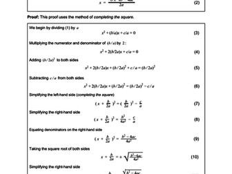 Proof of the Quadratic Formula