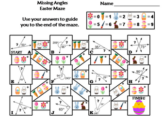 Missing Angles Activity: Easter Math Maze