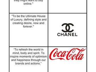 Business Mission Statements Matching Game