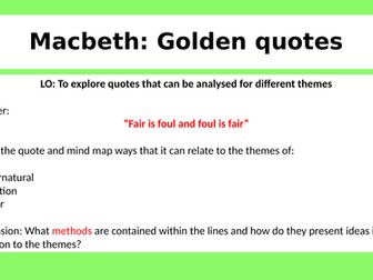 Macbeth - golden quotes for revision
