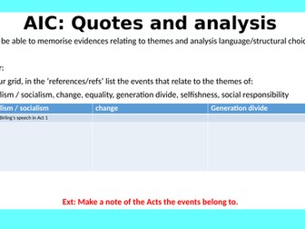 An Inspector Calls quotes and verbal analysis revision