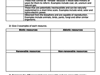 Energy Resource Management Revision Workbook