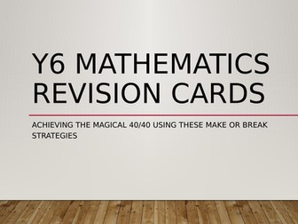 KS2 SATs Revision Cards for Mental Arithmetic