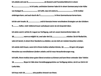 Letter of application exercise German
