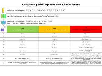 Calculating with Powers and Roots Worksheet