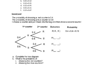 Tree Diagrams – Independent Events (Decimals Only) - PROBABILITY