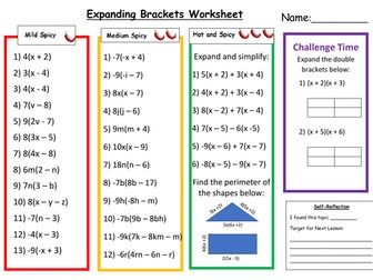 Expanding Brackets Differentiated Worksheet with Answers