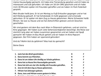 Perfect tense reading comprehension