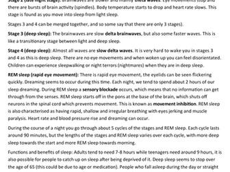 Edxcel Psychology GCSE (9-1) Sleep and Dreaming (optional topic) - folding revision notes