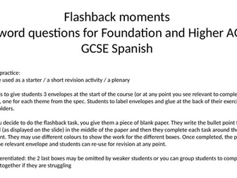 FlashBack Moments - AQA GCSE Spanish 90-word prompts