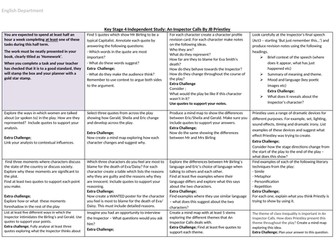 Homework Activities Grid - An Inspector Calls