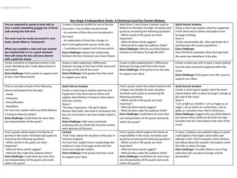 Homework Activity Grid - A Christmas Carol