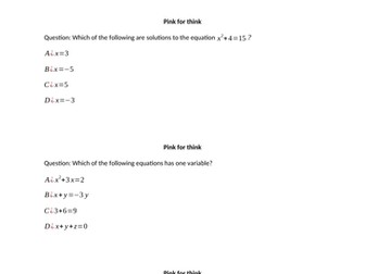 Algebra - Critical Questions