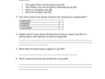 Letters From The Lighthouse SATS style questions ch 11- 13