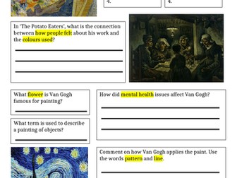Van Gogh Worksheet
