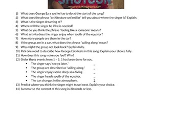 Shotgun by George Ezra - KS2 Reading Comprehension!