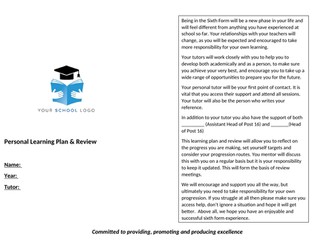 Post 16 Personal Learning Plan & Review