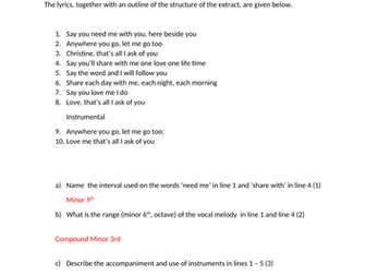 Eduqas A Level Music Musical Theatre Exam Question & Mark Scheme
