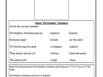 Christopher Columbus Activity Sheets