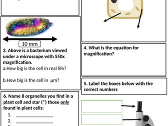 AQA GCSE Biology mini review/mini test/quiz