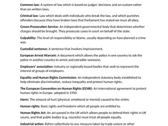 GCSE Citizenship AQA Rights and Responsibilities key word flash cards