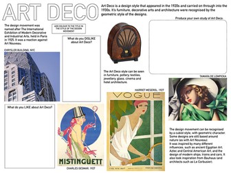 Art / Graphic Design / Technology Design Movement Worksheets