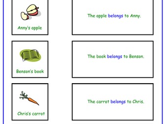 Possessive Apostrophes - Words and Pictures Matching Activity