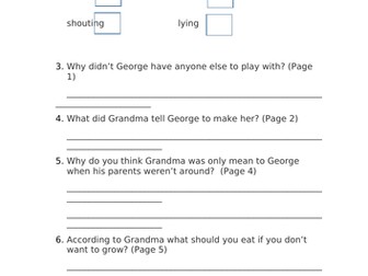 George's Marvellous Medicine Chapter 1 Comprehension