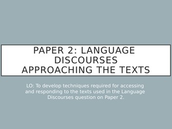 A Level English Language Language Discourses (Paper 2)
