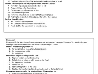 The Shema and Amidah Judaism Practices GCSE