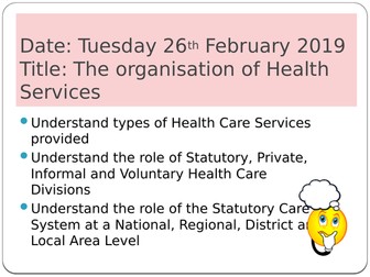 The organisations in health and social care services