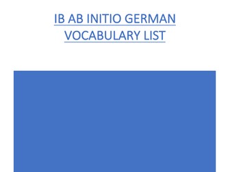 German Ab Initio Vocabulary List