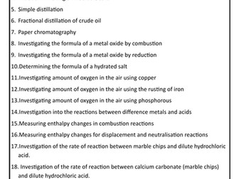 iGCSE Chemistry Prescribed Practical's