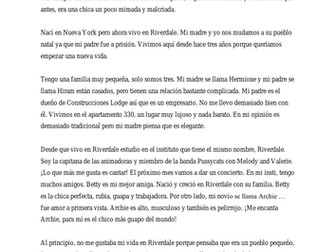 Spanish Reading  Veronica Lodge Riverdale