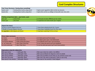 GCSE FRENCH COMPLEX STRUCTURES LEARNING MAT