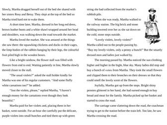 Lovely Violets - a Victorian short story with comprehension questions