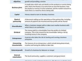 OCR GCSE Business (9-1) Key Words