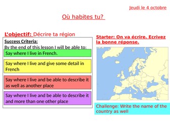 French Ou habites-tu/Where do you live