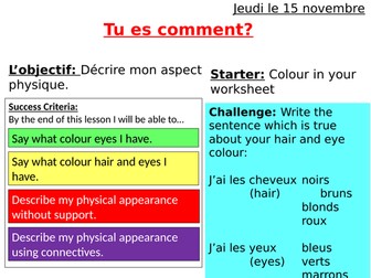 French Appearance / What do you look like with Matisse-style homework/display resource