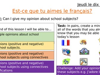 French School Subjects 2 lessons and homework