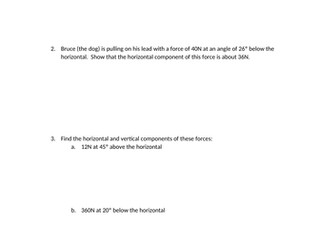 Resolution of forces worksheet