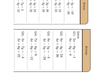 Simultaneous Equations Worksheets Levelled