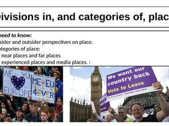 GEOG AQA A level  - Divisions in, and categories of, place (insider/outsider, near/far, exp/media)