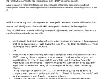 marking guidance BTEC Applied Science AIM D