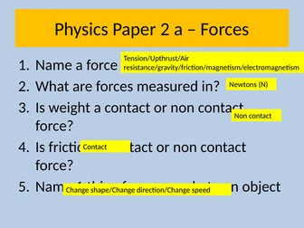 AQA Trilogy Physics Paper 2  Forces Revis
